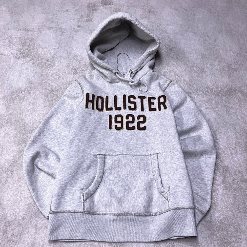 Vintage Y2K Hollister Pullover‎ Hoodie Puffprint Embroidered Logo Grat Mens S